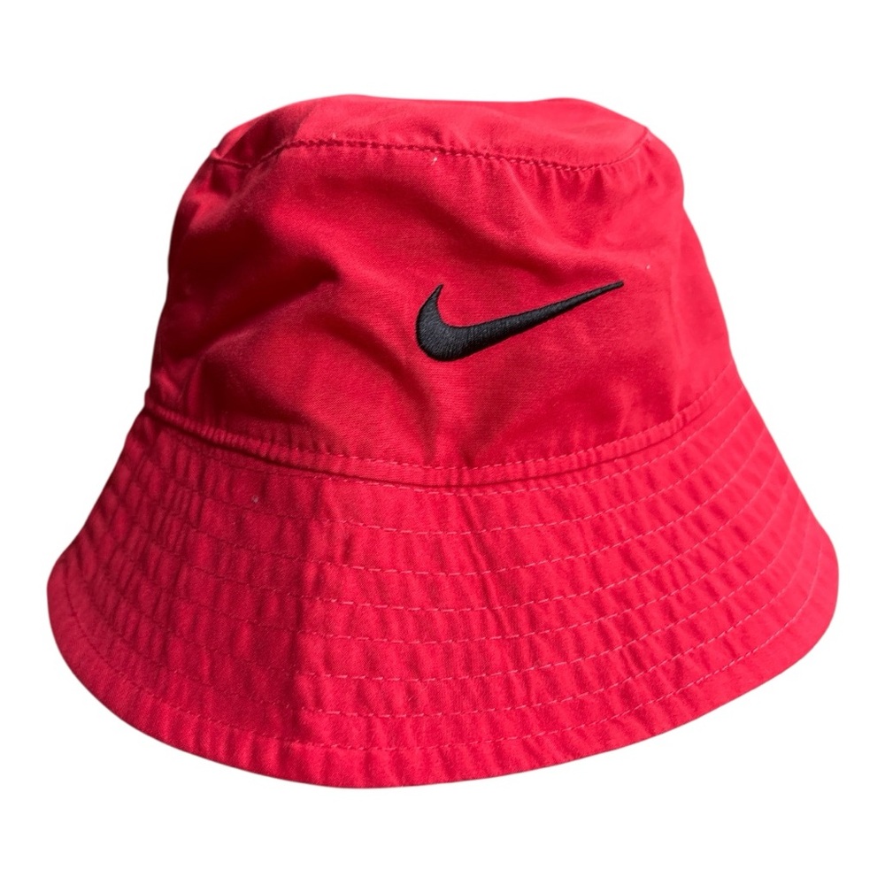 NIKE KIDS TODDLER BUCKET HAT UPF40+ SUN PROTECTION RED W/ VELCRO STRAPS